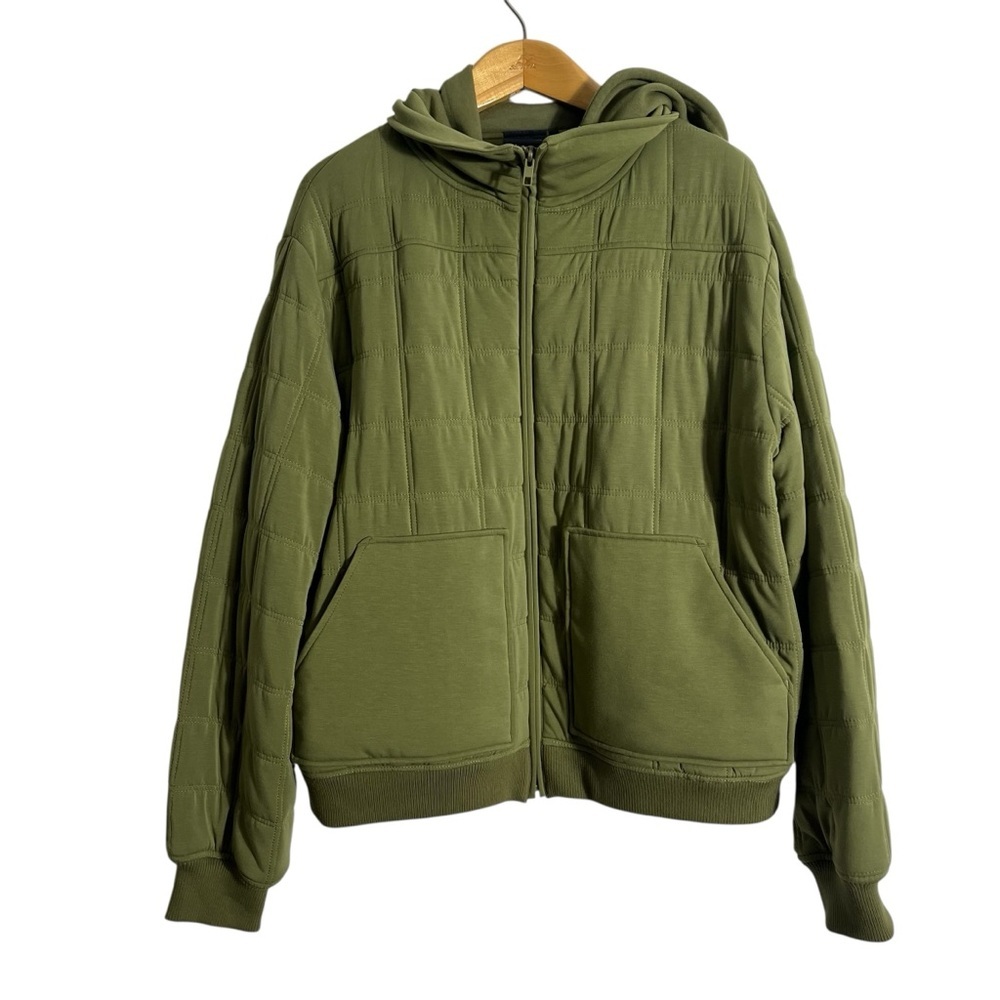 RICHER POORER Quilted Modal Bomber Jacket in Olive Army NWOT - Picture 4 of 10